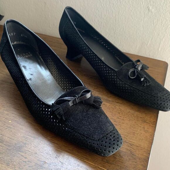 vintage kitten heel Stuart weitzman Women's Black Loafers - Picture 3 of 5
